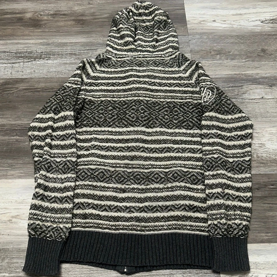 Harley Davidson Gray Geometric Womens M Zip Up Reverse Fair Isle Sweater Hoodie - Image 3 of 4