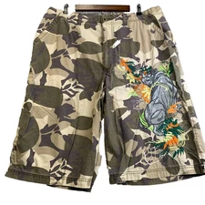 VTG Ecko Camo Shorts Men 38 Baggy Skate Streetwear Embroidery JNCO Style Y2K