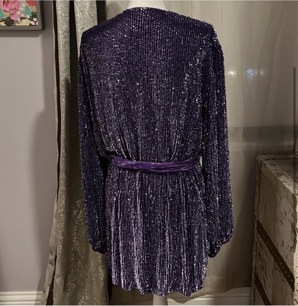 Retrofete Women's Purple  Gabrielle Sequin-embellished Wrap Dress image 3
