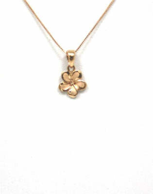 11MM MASSIV 14K ROSA/ROSÉGOLD HAWAIIANISCH AUSGEFALLEN PLUMERIE BLUME CHARM ANHÄNGER