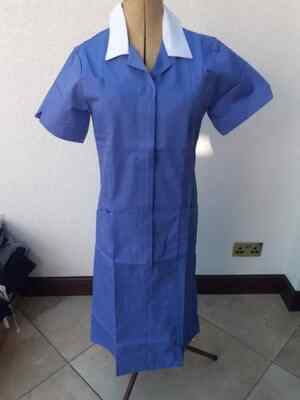 Top Flight Krankenschwestern Kleid Größe 8 blau weiß Kragen Zahnarzt Therapeut Betreuer