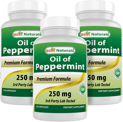 3 Pack Best Naturals Peppermint Oil Bowel Soothing, 250 mg, 120 Capsules