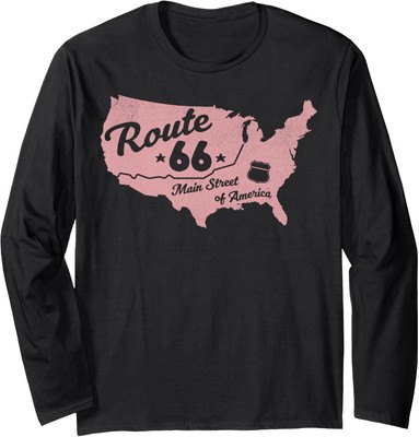 USA Apparel Route 66 Main Street Of America Long Sleeve T-Shirt