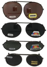Clip On Sunglasses - Oval Round Frame Glasses - Many Lens Options - USA Stock