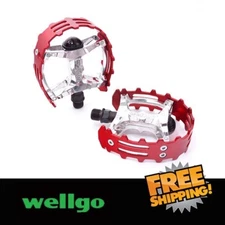 XC-II Wellgo bear trap pedals 1/2" FOR ONE PIECE CRANKS Red Cage Old school BMX