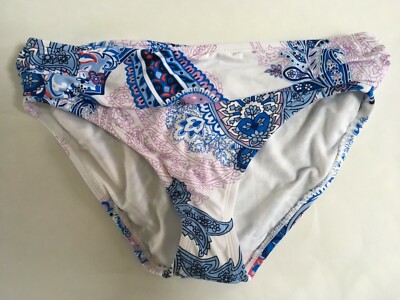 Tommy Bahama Pearl High-Waist Sash Bikini Bottoms Sz XS Paisley Blue White  - Main Image