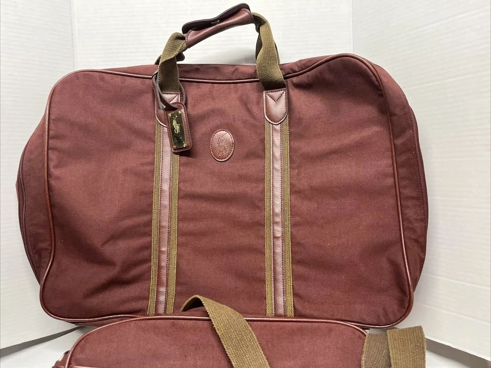 Equipaje de mano/equipaje de mano vintage Ralph Lauren para pasar la noche Borgoña Foto 3 de 4