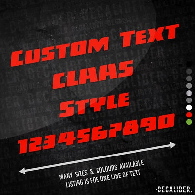 DECALIBER Pegatina estilo claas de texto personalizado - muchos colores tamaños - tractor de nombre personalizado