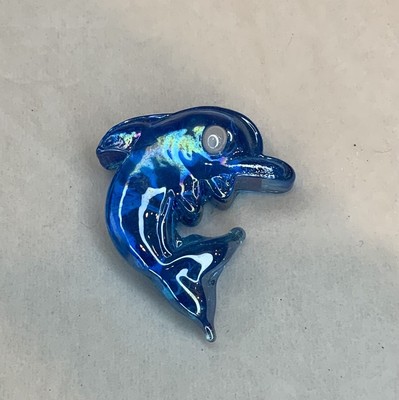Festive Treasures Mini Glass TURQUOISE DOLPHIN Tiny Collectible Figurine - New
