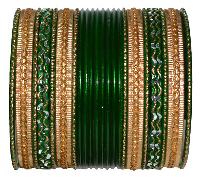 Bollywood 24 Armreifen Set Bangles Choorian Armband Ø 7 cm Sari Fasching 
