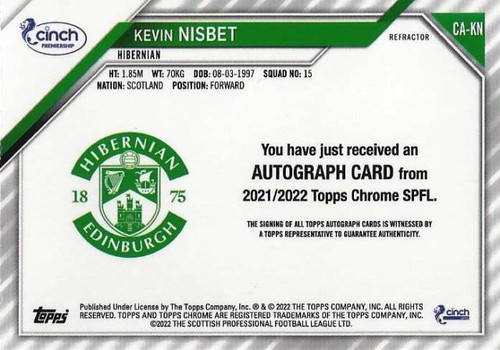 2021-22 Topps cromada SPFL Cinch Premiership tarjeta de autógrafo firma automática - Imagen 12 de 36