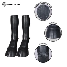 Smitizen Cosplay Costumes Silicone Black Horse Feet Hoof Boots  Fetish 