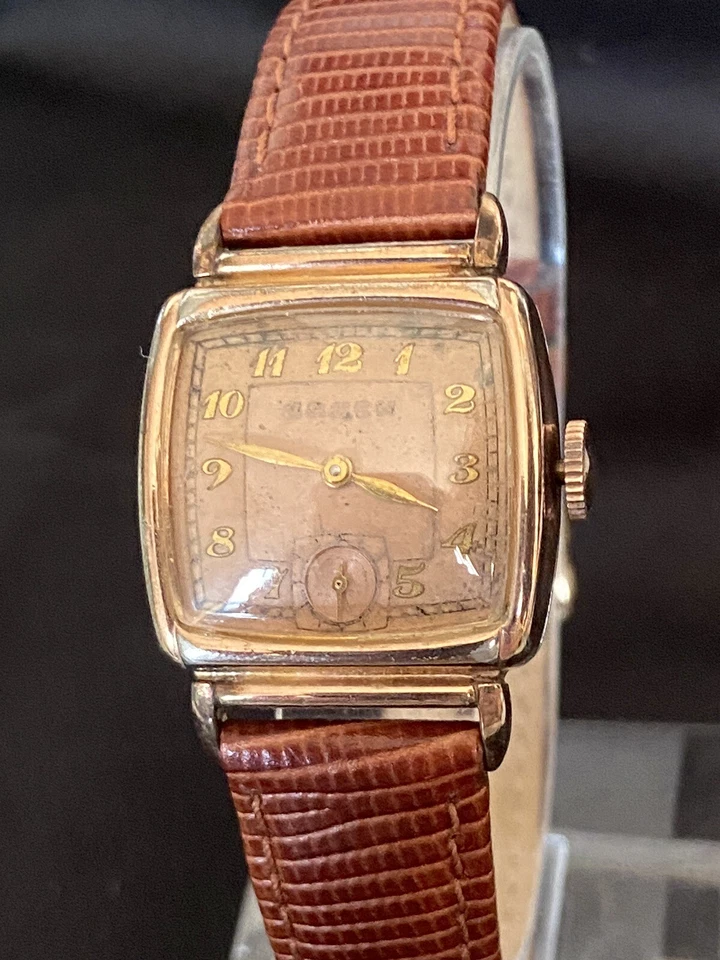 Reloj De Colección Gruen Guild 15 Joyas 10K GF Oro Rosa Para Hombre Cuadrado Conoruma Movt Funciona Foto 2 de 4