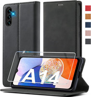 HandyhüLle FüR Samsung Galaxy A14 5G/4G HüLle Leder [Mit A14 Schutzfolie]Briefta