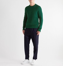 MR P Porter Men's 100 Wool Thick Green Rib Knit Crewneck Sweater M Italy 600