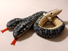 RARE Animal Alley 2 Headed Snake Plush Gray 52" Glass Glitter Eyes Toys R Us