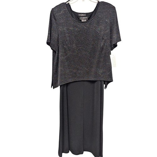 VTG NWT John Roberts Rainbow Sequin Top + Black Pencil Dress STUNNING! 18WP USA