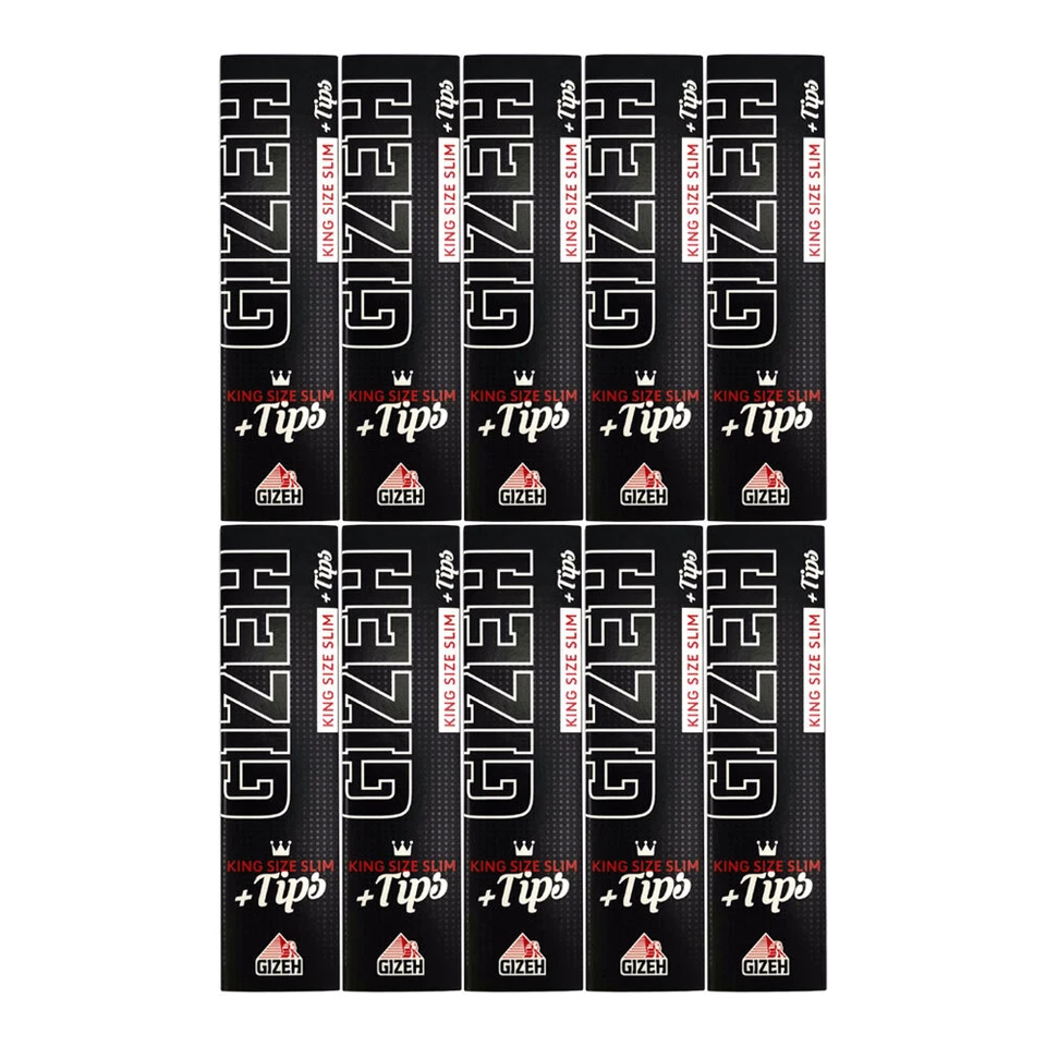 Gizeh Black King Size Slim + Tips, 10x à 34 Blatt/Tips