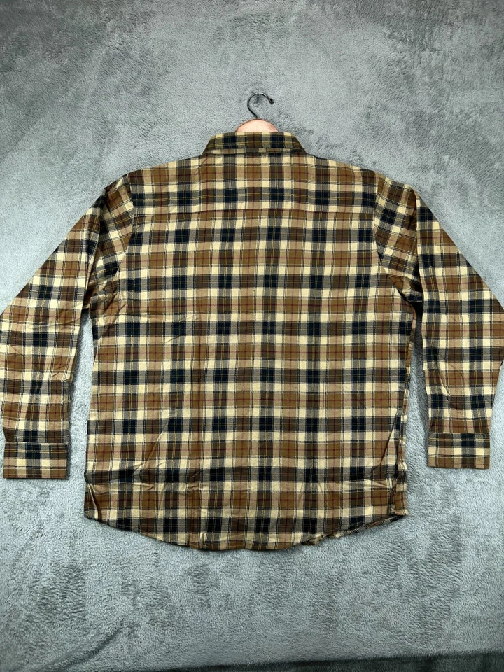Mens XL Shirts VTG 90s Haband Jack Frost Flannels Brown Plaid Long Sleeve Button - Image 4 of 4