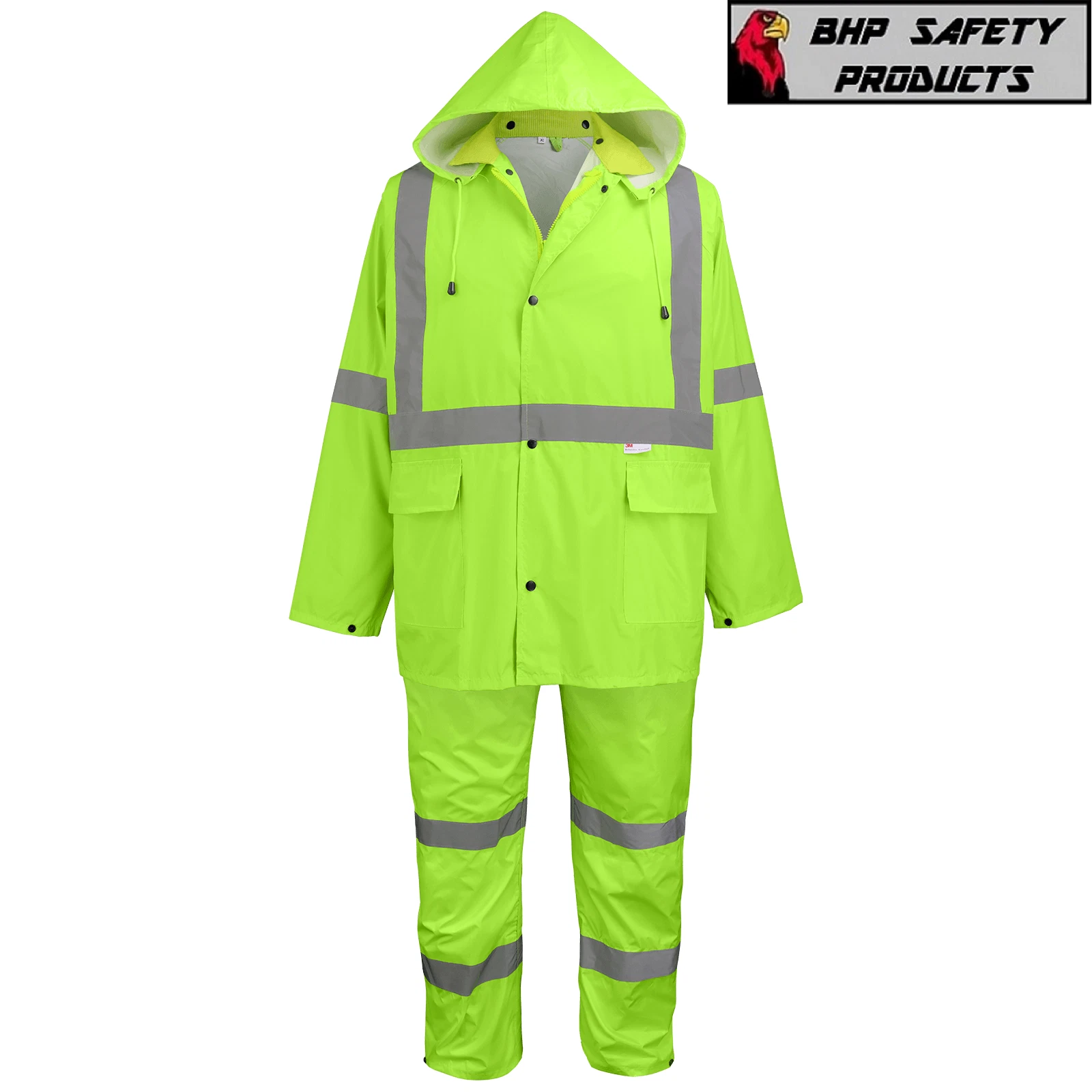 Yellow Safety Rain-suit, 3 Piece Rain Jacket With Hoodie & Rain Pants Hi-Vis
Opens in a new window o