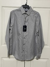 NWT Hart Schaffner Marx sz M grey white checked long sleeve button up shirt mens
