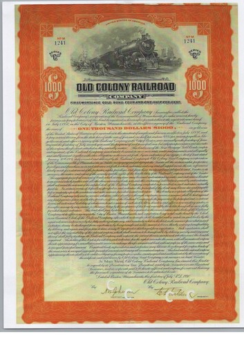 OLD COLONY RAILROAD COMPANY...1930 FIRST MORTGAGE GOLD BOND