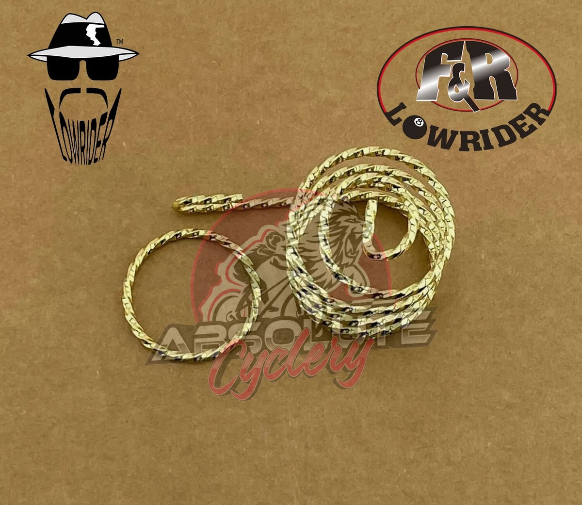 F&R ORIGINAL LOWRIDER BICYCLE STEEL SQUARE TWISTED GOLD BASEBALL