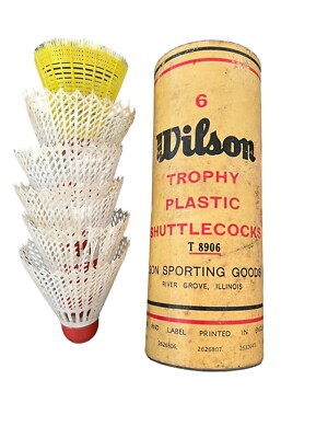 Vintage Wilson Trophy Shuttlecocks T 8906 Can & 6 Plastic Birdies USA Made
