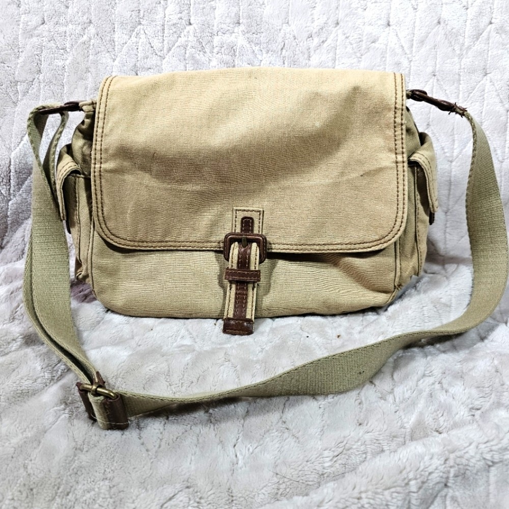VTG Fossil Canvas Crossbody Bag Cargo Boho Academia Safari Utility Purse Grunge