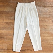 Vintage Twill Wool Pants Womens Size S/M 10 28" High Waist Cream Trousers