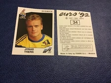 PANINI EURO 92 SVEZIA 🇸🇪 ⚽️ N 34 JONAS THERN 🇸🇪NUOVA CON RETRO