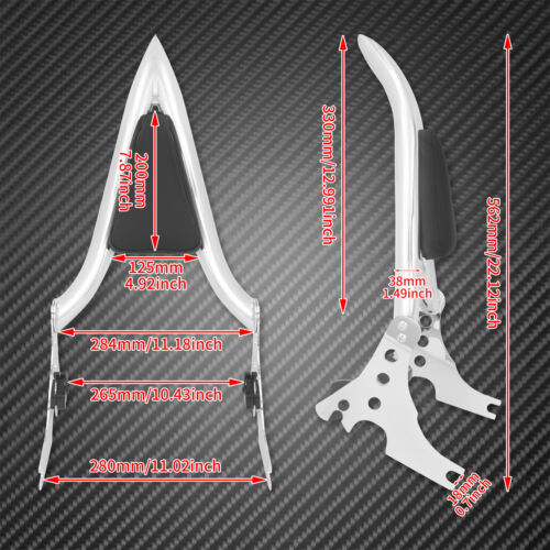 Chrome Detachable Passenger Rear Backrest Sissy Bar Fit For Harley XL 883 04-22 - Picture 2 of 15