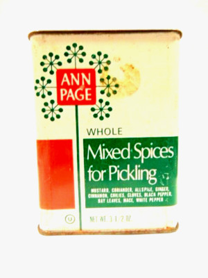vintage Ann Page empty spice tin: Mixed Spices for Pickling