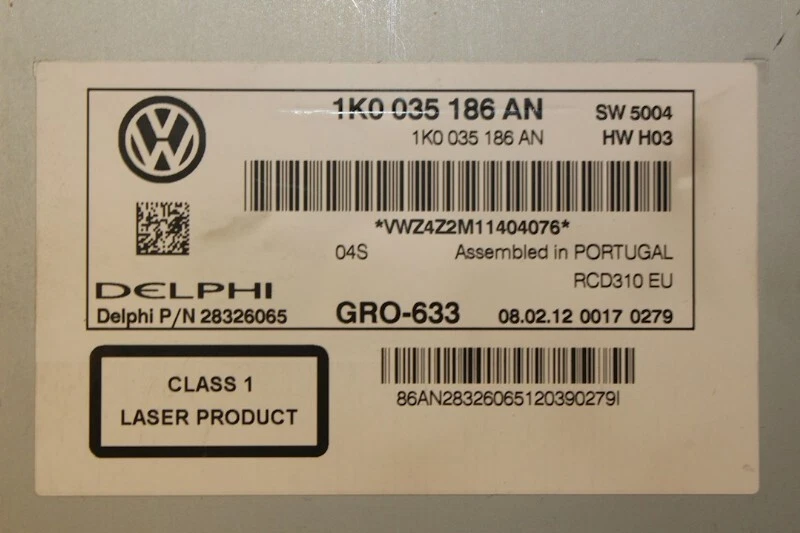 RADIO VW Polo V (6R) Hatchback 1.2 TDI 12V BlueMotion (CFWA) 2011 1K0035186AN - Bild 2 von 3