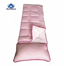 Sunncamp Pink Stripe Junior Sleeping Bag With Pillow Camping Caravan SB1120