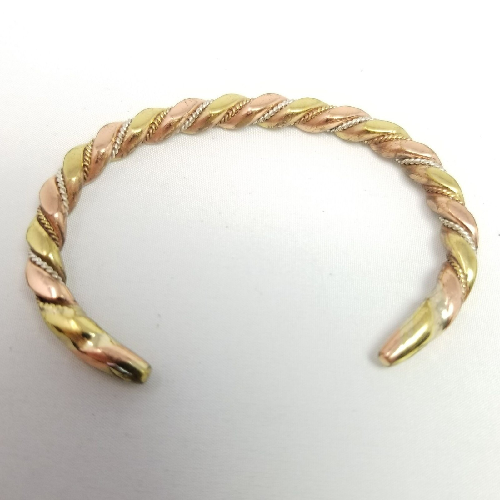 Vintage Solid Mixed Metal Cuff Bangle Bracelet, S… - image 4