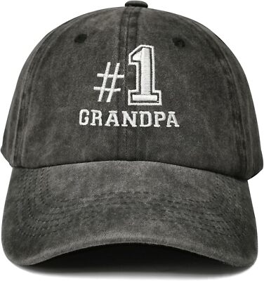 Embroidered Baseball Hats for Mom Grandma Grandpa No.1 (Washed Black) 