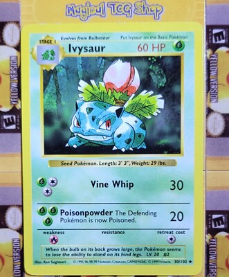 Pokemon Ivysaur Base Set Shadowless 30/102 WOTC 1999