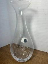 Lenox Crystal Vase With Etched Floral Design 8.25” Tall 