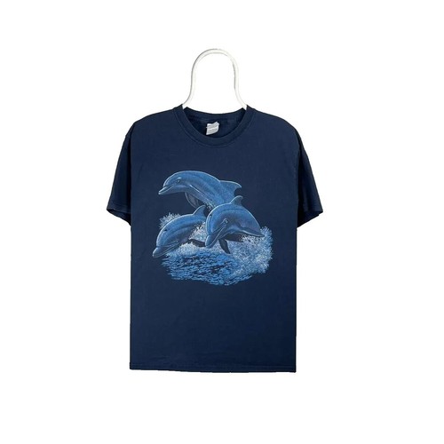 ★WAIKEI★ Puppy Dolphin Illustration Short Sleeve T-shirt N WAI KEI PUPPY DOLPHIN RUN TO YOU SHORT SLEEVE T-SHIRT GREEN