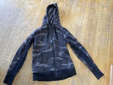 Athleta Women's Size Small Black Camouflage Hooded Sweatshirt Full Zip