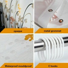 Flowers Waterproof Shower Curtains PEVA with Plastic Hooks Bathroom Decor