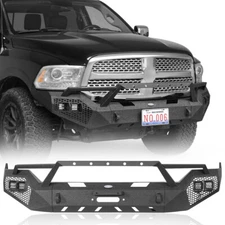 Heavy Duty Steel Front Winch Bumper w/Led Lights for Dodge Ram 1500 2013-2018