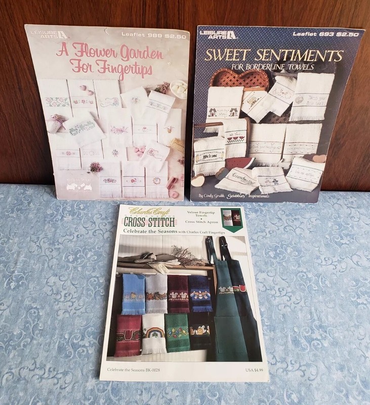 3 Cross Stitch Towel Patterns SWEET SENTIMENTS~FLOWER GARDEN~CELEBRATE SEASONS