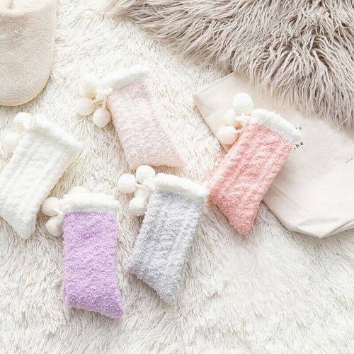Women Fashion Socks Coral Velvet Socks Warm Furry Sleep Socks Winter Fashion - Picture 11 of 17