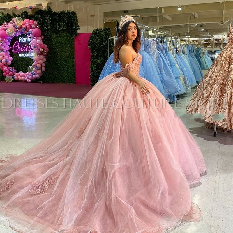 Charming Ball Gown Pink Quinceanera Dress Lace Applique Beading Sweet 16 Dress,DS4412