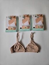 Golden Lady 3 Pack Organic Cotton Non Wired Bra Size UK 34B Nude