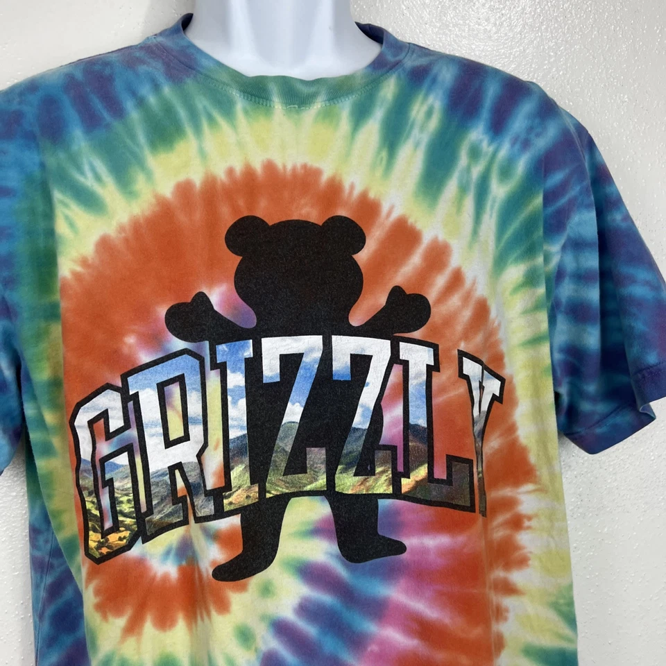 Grizzly Grip Tape Arco Iris Tie-Dye Camisa Hombres Extra Grande Oso Manga Corta Camiseta Foto 4 de 4