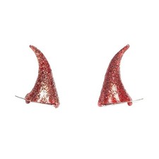 Red Glitter Clip On Devil Horns - Costume Accessory - One Size
