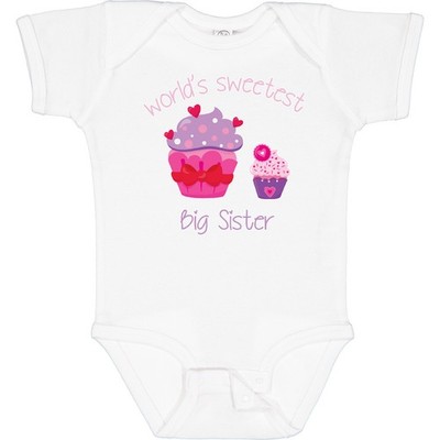 Inktastic World's Sweetest Big Sister Baby Bodysuit Cupcake Heart Sprinkles Pink